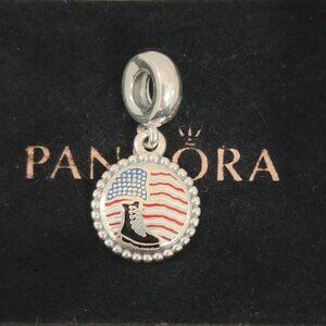Pandora Combat Boot & US Flag Unforgettable Moments Exclusive Dangle Charm